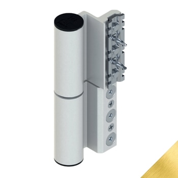 Cerniera Fulcra 00700 Giesse per serramento, profilo CU, registrabile, altezza 142 mm, portata 120-150 Kg, Alluminio finitura Oro