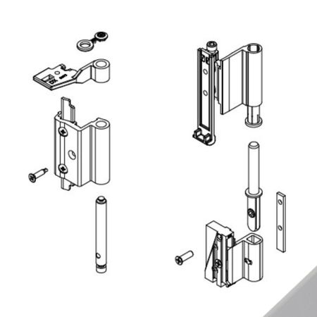 Kit Cerniere Futura 3D 110 04721 Giesse per anta a ribalta,  profilo Erre 40, Alluminio e Zama finitura Argento Metalizzato
