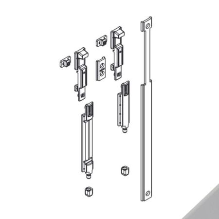 Kit catenacci Verticali Giap 04278K Giesse per anta secondaria, profilo CU NC, registrabile, Alluminio e Poliammide finitura Silver