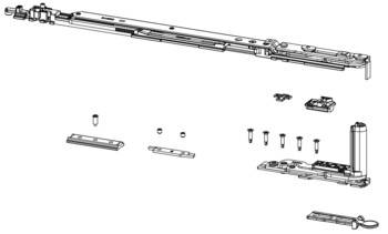 Kit cerniera braccio Chic 3D 130 Giesse per anta a ribalta Destra, profilo CU, larghezza 600-1600 mm, portata 130 Kg, Acciaio e Zama finitura Silver