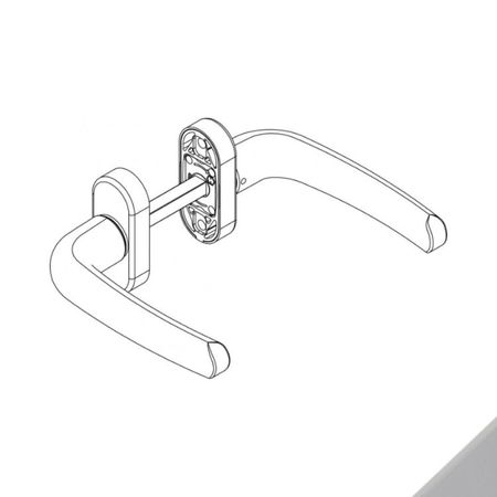 Maniglia Prima Plus 02792 Giesse, per porta a profilo, rosetta ovale, quadro 8 mm, spessore porta 78-82 mm, Alluminio finitura Argento