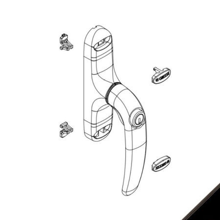 Cremonese Unica Key 01151 Giesse per serramento apertura esterna, bidirezionale con chiave, rotazione 90 gradi, Alluminio finitura Nero