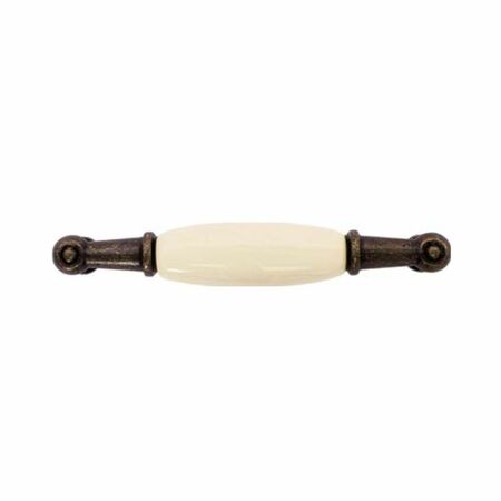 Maniglia M01 Giusti per mobile classico, interasse 96 mm, dimensione 107x18 mm, Zama e Porcellana finitura Bronzo Country e Avorio