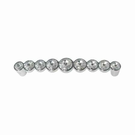 Maniglia WMN633 Giusti per mobile classico, interasse 128 mm, dimensione 145x21 mm, Zama e Cristallo finitura Cromo Lucido e Trasparente