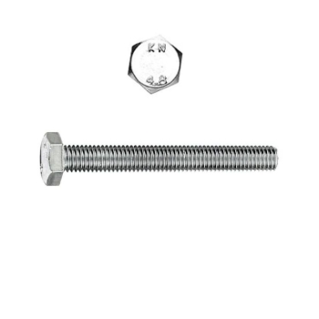 Vite TE M10x25 per metallo, filetto intero, testa esagonale 17 mm, UNI 5739 DIN 933, Classe 8.8 finitura Zincato
