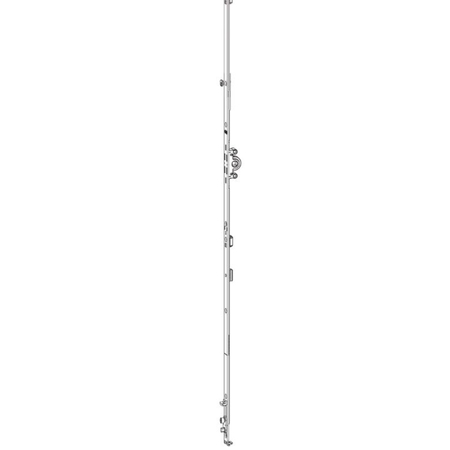 Cremonese Italiano G-U Italia per serramento anta e ribalta, entrata 15 mm, altezza HBB 350-450 mm, frontale 363 mm, maniglia 155 mm, finitura Argento
