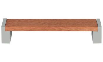 Maniglia in legno per mobile in Rovere con dettagli Cromo Opaco 140 x 29 mm