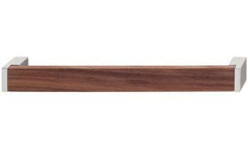 Maniglia in legno per mobile in Noce con dettagli Cromato Opaco 204 x 29 mm