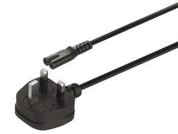 Cavo alimentazione Hafele con spina UK, lunghezza 2000 mm, presa C7, in plastica, finitura Nero