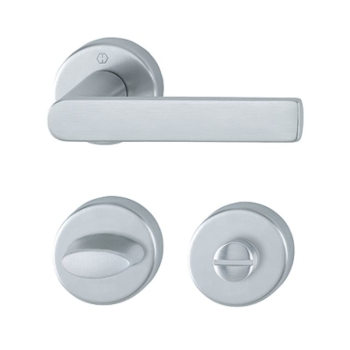  Maniglia Los Angeles Hoppe per porta interna, rosetta e nottolino Wc, quadro 8 mm, spessore porta 38-47 mm, Ottone finitura Cromo Satinato Resista F41-R