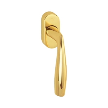 Maniglia martellina Dk Vitoria Hoppe per serramento con Secustik e Variofit, lunghezza quadro 7x32-42 mm, Ottone finitura Lucido F71