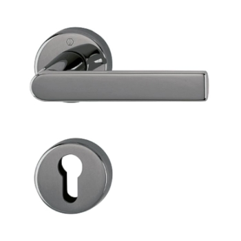 Maniglia Los Angeles Hoppe per porta interna, rosetta e bocchetta tonda foro Yale, quadro 8 mm, spessore porta 62-74 mm, Ottone finitura Antracite Lucido Resista F97-R