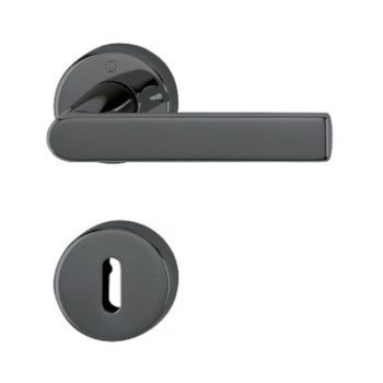  Maniglia Los Angeles Hoppe per porta interna, rosetta e bocchetta tonda foro Patent, quadro 8 mm, spessore porta 37-52 mm, Ottone finitura Nero Lucido Resista F96-R