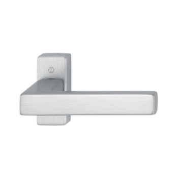 Maniglia Austin Hoppe per porte a profilo, rosetta rettangolare senza bocchetta, quadro 8 mm, spessore porta 65-75 mm, Alluminio finitura Cromo Satinato F94-1