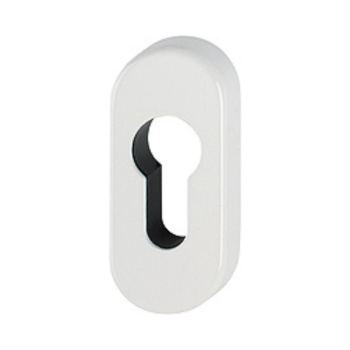 Bocchetta ovale 30PS Hoppe per porta a profilo, foro Yale, dimensione 68x29x10 mm, Alluminio finitura Bianco F9010