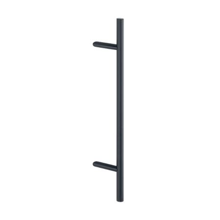Maniglione zancato E5012 Hoppe per porta, supporti tondi inclinati, dimensioni 30x800 mm, interasse 560 mm, Acciaio Inox finitura Nero Opaco F9714M