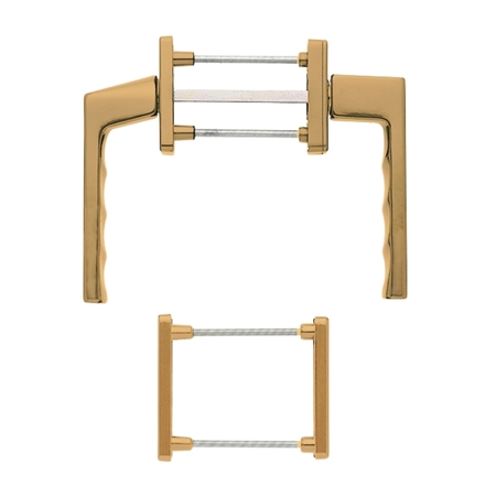 Martellina DK Toulon Hoppe per porta balcone spessore 73-83 mm, rosetta e bocchetta rettangolare foro Yale, quadro 7 mm, Alluminio finitura Bronzo F4