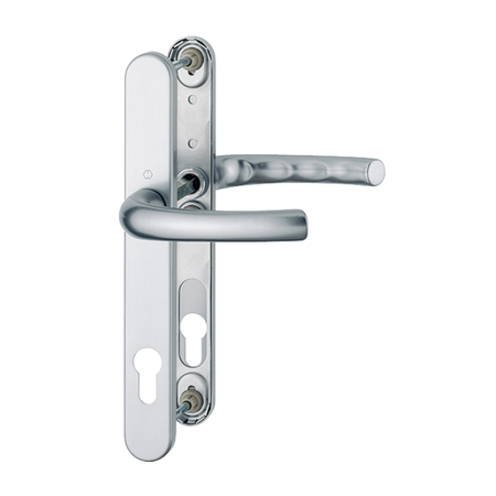 Maniglia Tokyo Hoppe per porta balcone spessore 67-72 mm, placca foro Yale interasse 92 mm, Alluminio finitura Argento F1
