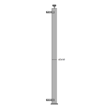 Montante a pavimento piatto Gonzato per ringhiera, dimensioni 60x10 mm, altezza 1130 mm