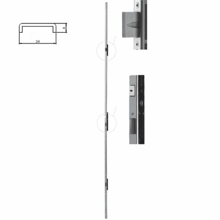 Serratura multipunto Performa 723553 Iseo per serramenti metallici, entrata 30 mm, interasse 85 mm, frontale U 2300x24x5 mm, Acciaio Inox