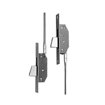 Deviatori ISEO per serratura Electa con aggancio aste a innesto, chiusura triplice laterale, frontale 160x24x3 mm, catenaccio rotante