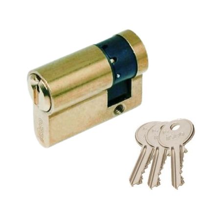 Mezzo Cilindro F5 Iseo per porta, sagomato profilo Europeo, lunghezza 35 mm 25-10, finitura Ottone