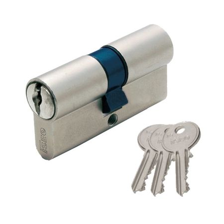Doppio Cilindro F5 Iseo per serratura, sagomato profilo Europeo, lunghezza 80 mm 30-50, finitura Ottone Nichelato