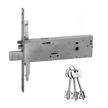 Serratura elettrica ISEO doppia mappa per fascia, chiusura triplice, frontale 22 mm in acciaio Inox, entrata 100 mm