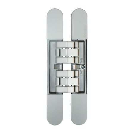 Cerniera a scomparsa K7200 Kubi7 Koblenz, per porte filo muro, dimensione 230x32 mm, regolabile su 3 assi, portata 200 kg, Zama finitura Cromo Satinato