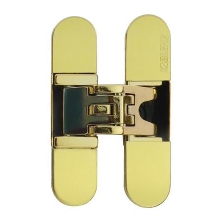Cerniera a scomparsa K6200 Kubica Koblenz, per porte filo muro, dimensione 95x23,3 mm, regolabile su 3 assi, portata 45 kg, Zama finitura Oro Lucido