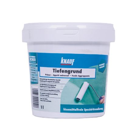 Aggrappante Tiefengrund Knauf per trattamento preliminare cartongesso, con resina sintetica, secchio 5 Kg