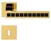 Maniglia per porta con Swarovski Nero Linea Calì serie Reflex con rosetta e bocchetta foro normale Oro Zecchino