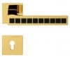 Maniglia per porta con Swarovski Nero Linea Calì serie Reflex con rosetta e bocchetta foro Yale Oro Zecchino