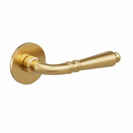 Maniglia per porta serie Parioli Le Fabric Contemporary, con rosetta tonda, in Ottone, finitura Naturale