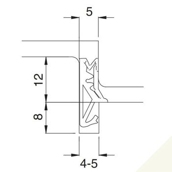 Guarnizione per serramento Bilico SV125 Maico Deventer, battuta 12 mm, aria 5 mm, fresata 4 mm, bobina da 12 mt, finitura Bianco