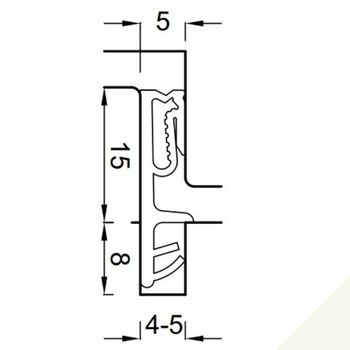 Guarnizione per serramento Bilico SP7715 Maico Deventer, battuta 15 mm, aria 5 mm, fresata 4 mm, bobina da 12 mt, finitura Bianco