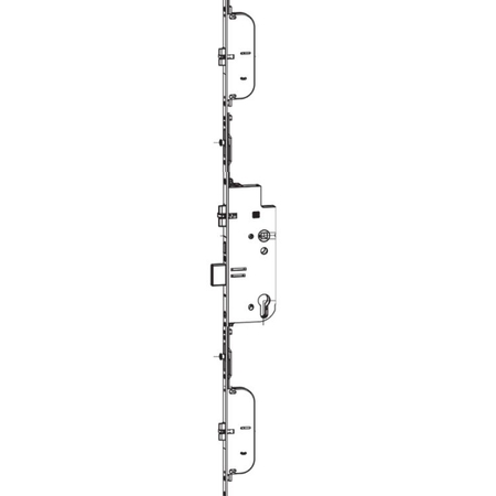 Serratura Multipunto automatica 235763 Maico, foro yale entrata 50 mm, dimensione 16x2400, con 2 scrocchi + 2 funghi, finitura Argento