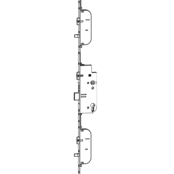 Serratura Multipunto automatica 239132 Maico, foro yale entrata 45 mm, dimensione 16x2400, con 2 scrocchi-punzoni, finitura Argento