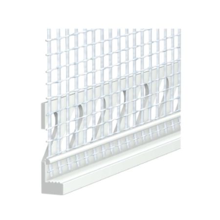 Profilo Maico per intonacatura W44 a L, con rete porta intonaco, altezza 6 mm, lunghezza 2400 mm, finitura Bianco
