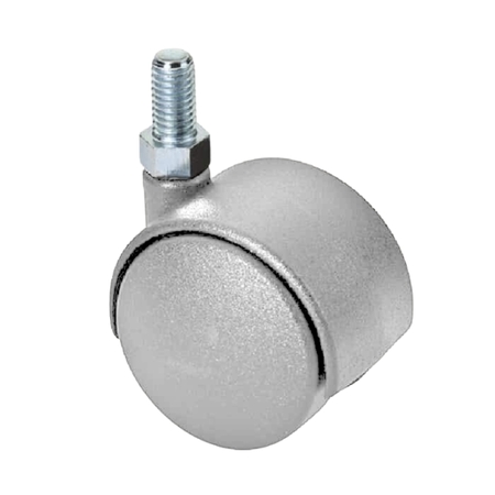 Ruota girevole 0533 Maco per mobile, perno filettato M8x15 mm, diametro 40 mm, portata 28 kg, Nylon finitura Grigio Alluminio