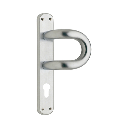 Maniglione Staffa 620HS Mariva per porta, spostato, foro Yale, ingombro 42x250x78 mm, finitura Cromato Satinato