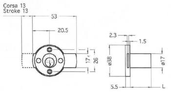Serratura da applicare 2A31M Meroni per antina, cilindro dimensioni 17x20 mm, finitura Ottonato