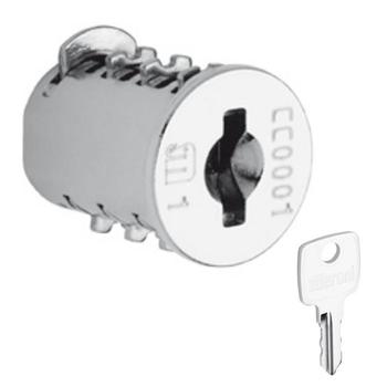 Cilindro 26GCIL M Meroni per serratura serie 26, chiave a snodo bianca, dimensioni 12,5x18,5 mm, finitura Nichelato