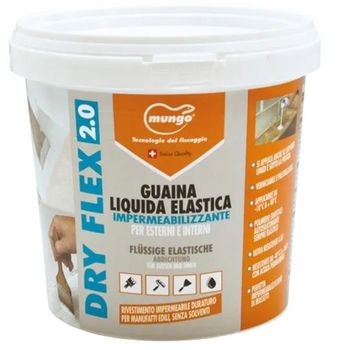 Impermeabilizzante Dry Flex 2.0 Mungo, membrana per manufatti edili, barriera liquida verniciabile, barattolo da 1 Kg, finitura Grigio Chiaro