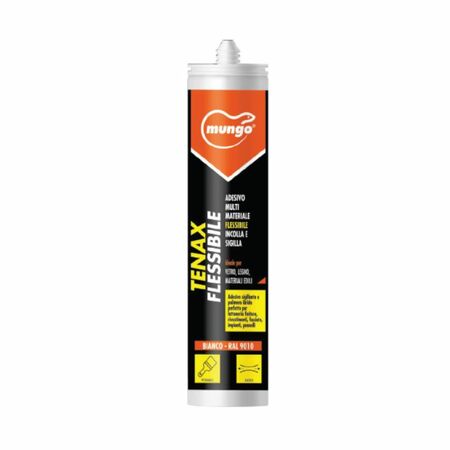 Adesivo Flex 150 Mungo per incollaggi elastici multimateriale, monocomponente, cartuccia 310 ml, finitura Bianco