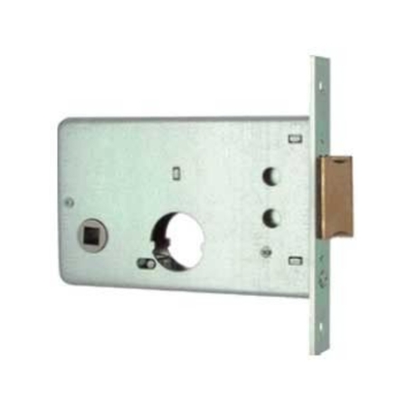 Serratura da infilare MG per fascia, con scrocco 1 mandata, cilindro tondo diametro 26 mm, entrata 55 mm, frontale 127x20 mm, finitura Zincato