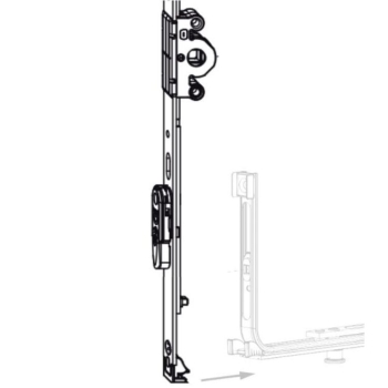Cremonese anta ribalta fix 1590 Maico Multi Matic, entrata 15 mm, HBB 1341-1590, altezza maniglia 500 mm, finitura Argento