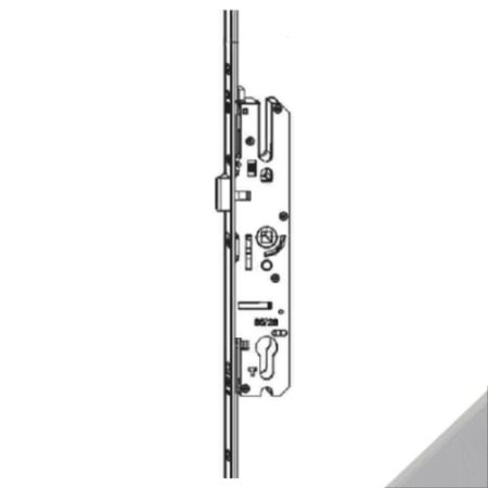 Serratura Multi Matic 203828 Maico per portafinestra, interasse 92 mm, foro yale entrata 25 mm, altezza 1347 mm, con 2 funghi, finitura Argento