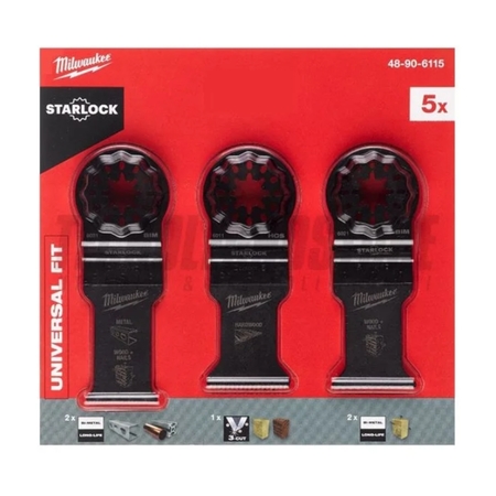Set 5 lame multifunzione Milwaukee per legno e metallo, larghezza 28-35 mm