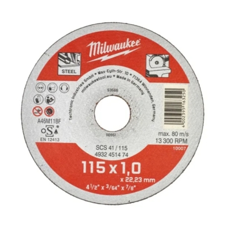 Disco abrasivo Contractor SCS Milwaukee per acciaio e ferro, spessore 1 mm, diametro 115 mm